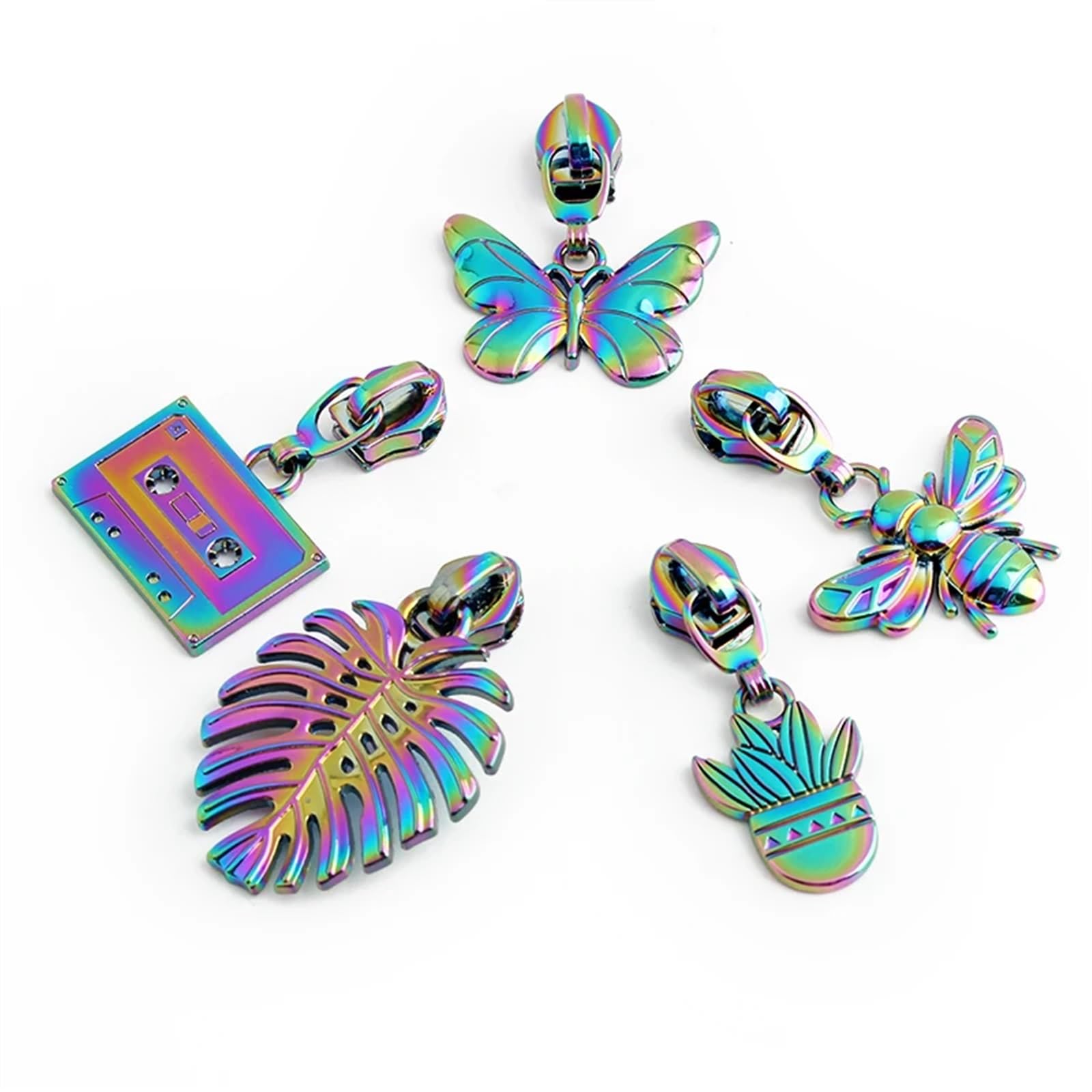 Kit de reparación de cremalleras, Tirador de cremallera for cremalleras n.° 5, multicolor, paquete 10, 50 o 200 piezas for reparaciones caseras(Pineapple Rainbow,50 pieces)
