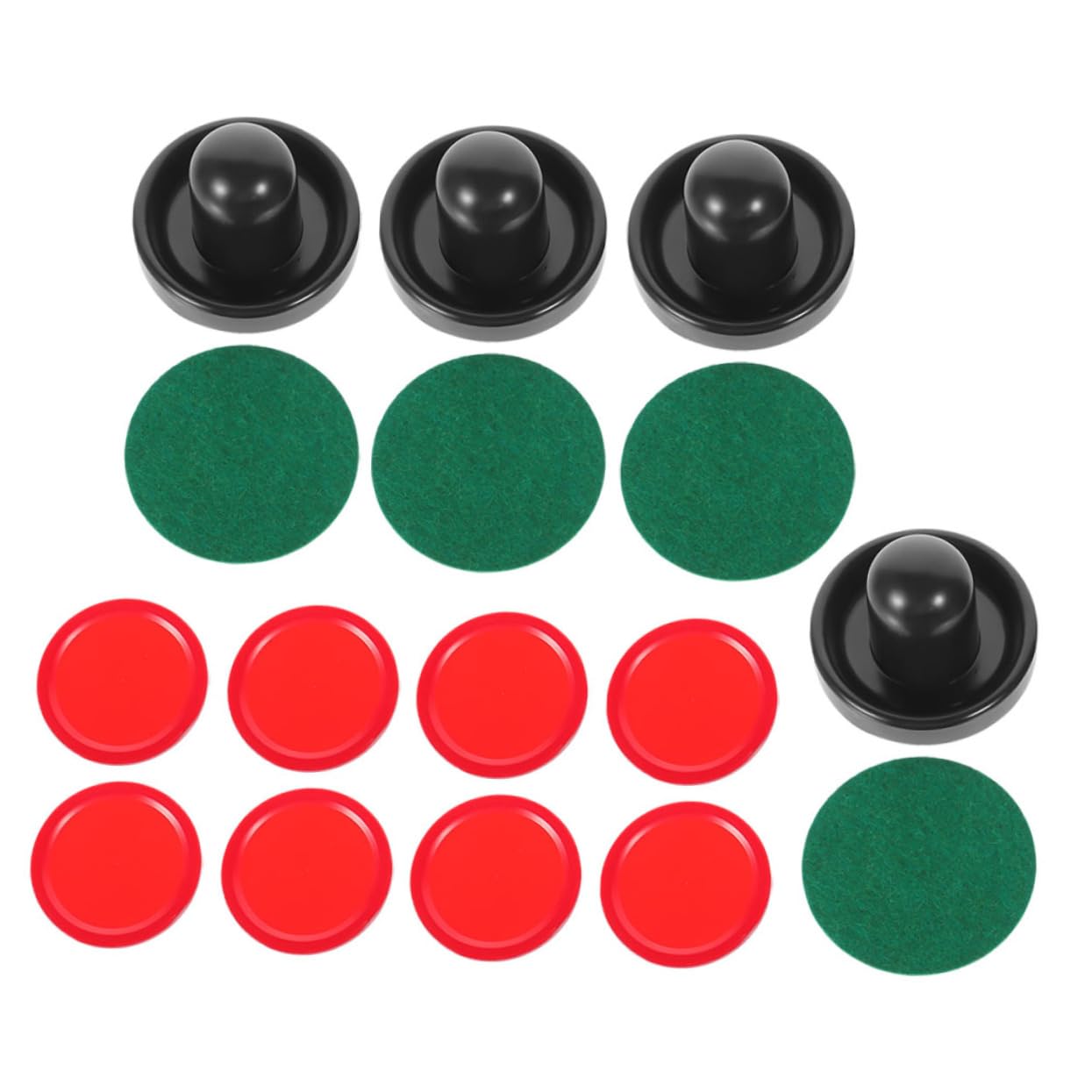 BESTonZON 10ensembles Patins De Remplacement Et Pucks De Hockey sur Glace Accessoires pour Tables De Jeu Ensemble De Poussoirs Bleus Rondelles Rouges Compatible avec Air Hockey