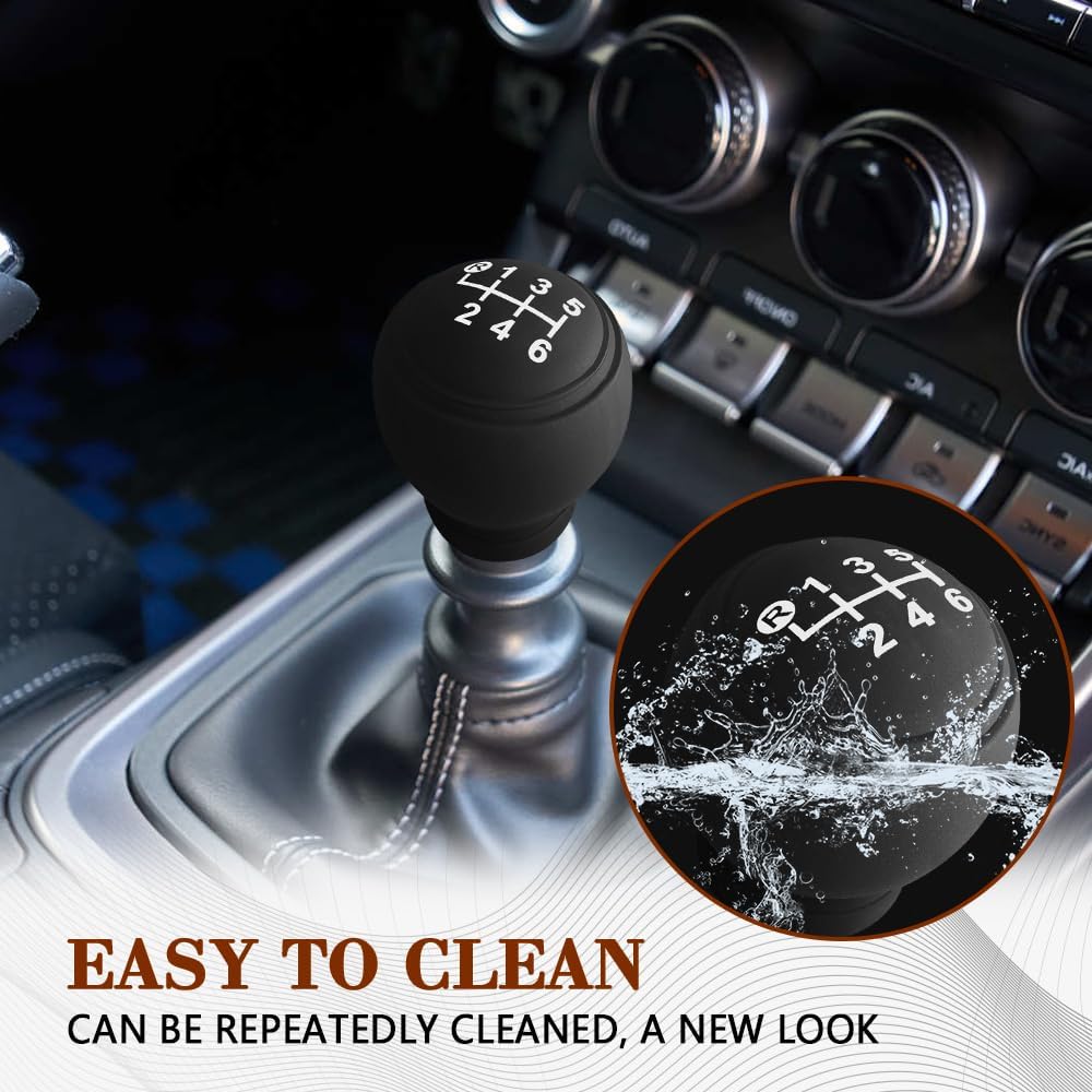 Car Gear Shift Knob Cover, Stick Shift Cover, Anti-Slip Silicone Vehicle Knob Gear Stick Protector, Manual Gear Lever Shifter Cover Auto Accessories Suitable for Most Vehicles (6-Speed Left)