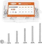 M4 x 8mm 12mm 16mm 20mm 25mm Flat Head Socket Cap Screws Countersunk Bolts, 304 Stainless Steel, Allen Socket Drive, Bright Finish, Metric Fully Threaded, Assortment Kit 100PCS