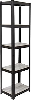 standing shelving unit, HxWxD: 180 x 40 x 40 cm, 5 open shelves, 300 kg, office & basement, grey/black