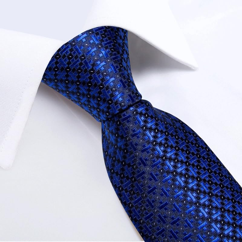 Conjunto de corbata de seda a cuadros para hombre miniatura 3