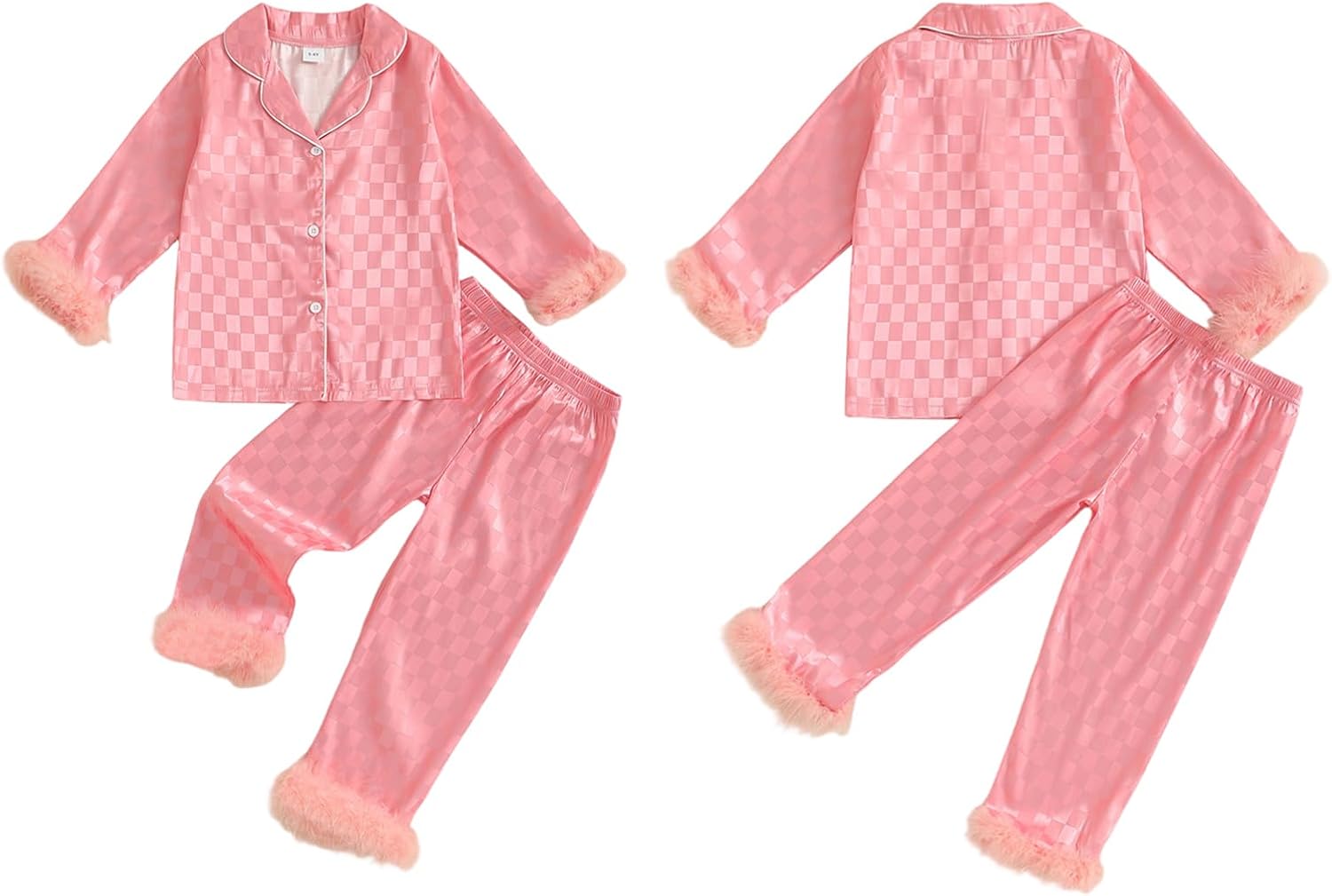 Kuriozud Toddler Baby Girl Pajamas Set Kids Girl Fall Winter Pjs Set Long Sleeve Lapel Button Down Nightwear Girl Sleepwear - Image 6