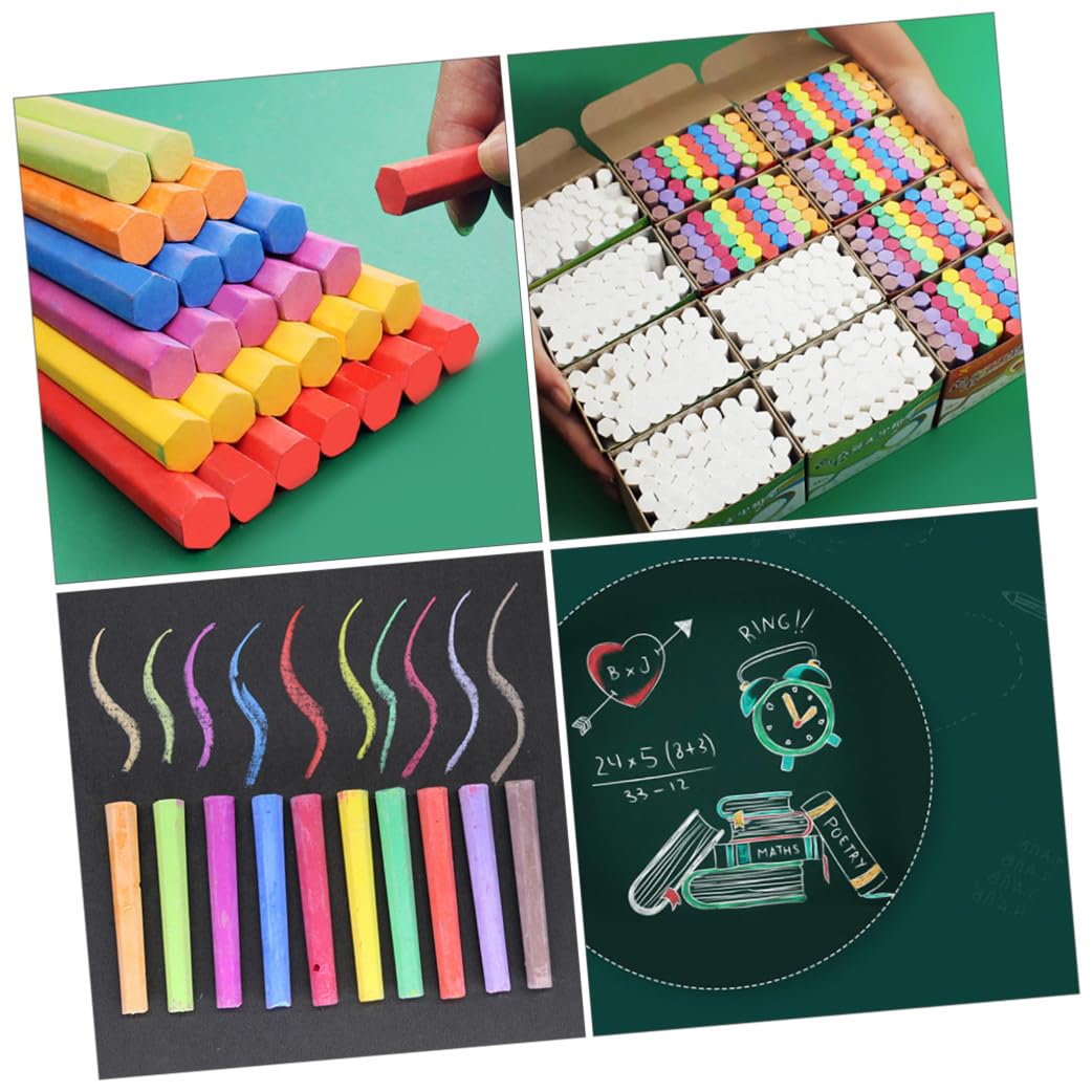 POPETPOP 3 boîtes Boîtes de Craies Colorées Sans Poussière Hexagonales pour Tableau Craies Enseignement et Sécurisées Usage Scolaire et Domestique