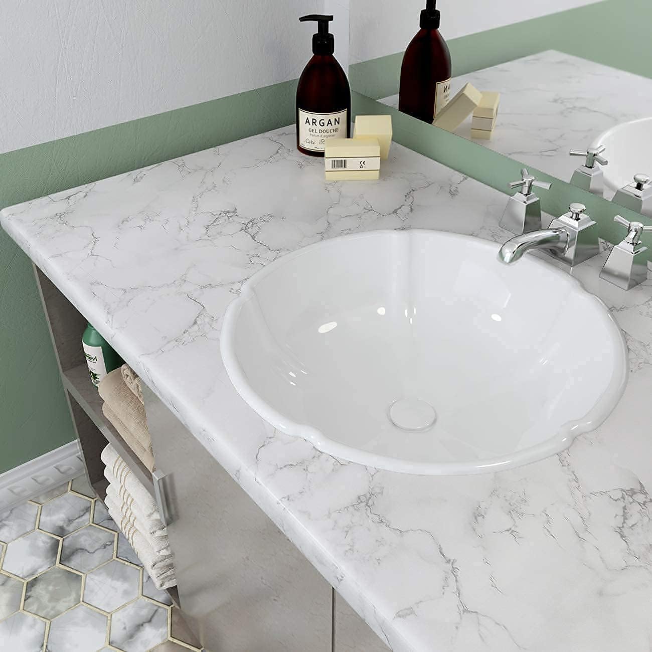 Decotalk Marble Contact Paper Marble Wallpaper Peel and Stick Marble Countertop Vinyl Wrap Waterproof Matte White Marbles Contact Paper for Kitchen Counter Removable Wallpaper Vinyl Marbles 12"x120"