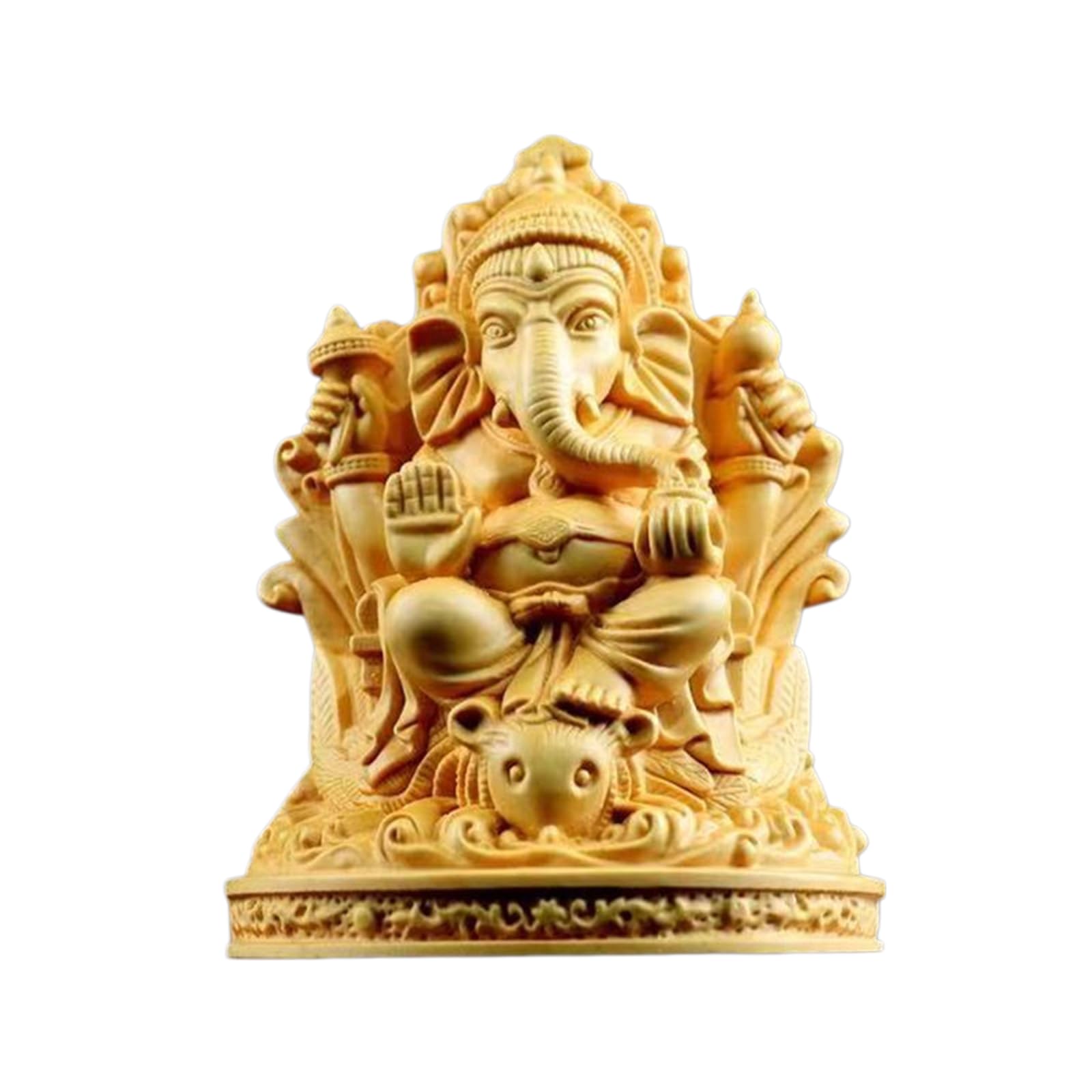 YXCQHZM Hand Carving Boxwood Ganesha Buddha Statue Handmade Gift Decoration Ornaments for Home Office Decor