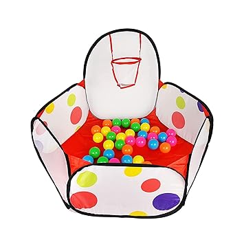 BabyGo Dotted Foldable Ocean Balls Pit Kids Indoor Outdoor Basketball for Kids | Balls not Included (Multi Color)