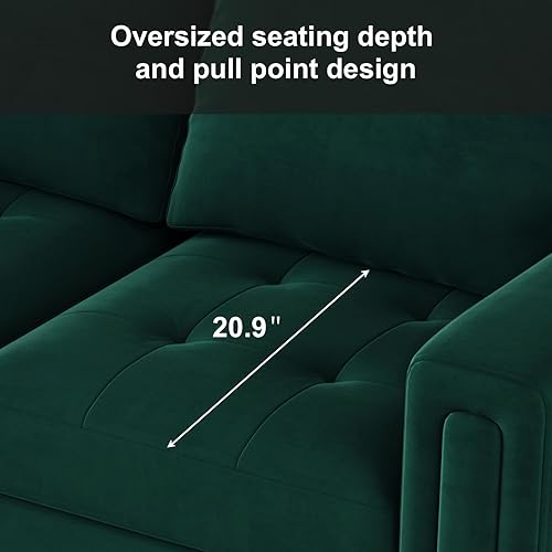 Miniatura 6 de Belffin Sofá de dos plazas modular de terciopelo sofá de 2 plazas asientos de amor para espacio pequeño verde