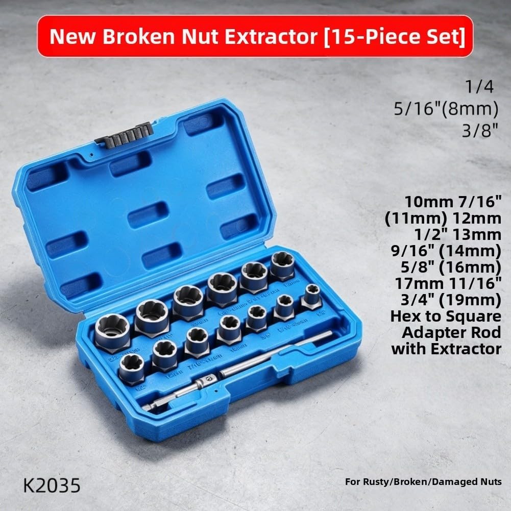 Set di estrattori per dadi rotti, strumento per la rimozione di bulloni danneggiati per dadi spogliati e arrotondati, set di chiavi a bussola resistenti (set da 28 pezzi)