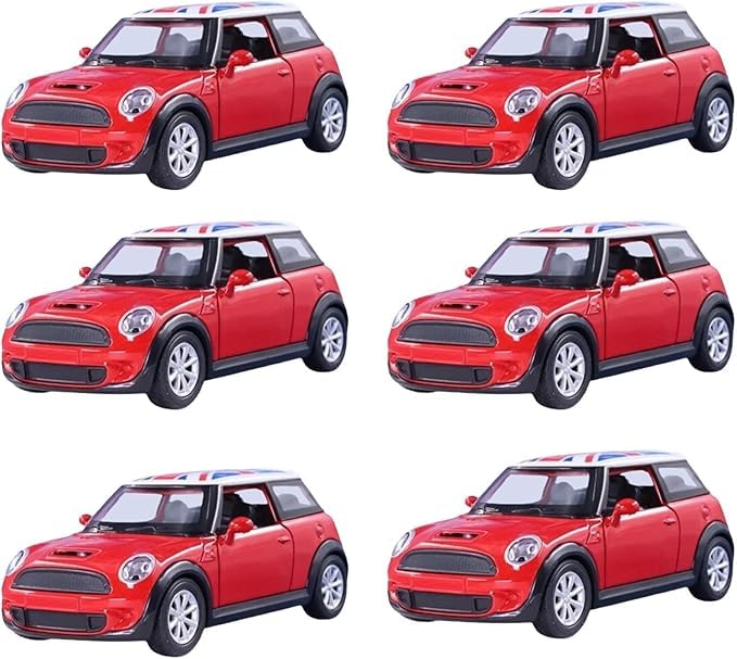 MIXEL Mini Sports Car With 1: 22 Scale, Durable Die-Cast Design, Pull-Back Mechanism, Durability, And Realistic,Fun Toy For Kids, Red (6PCS)