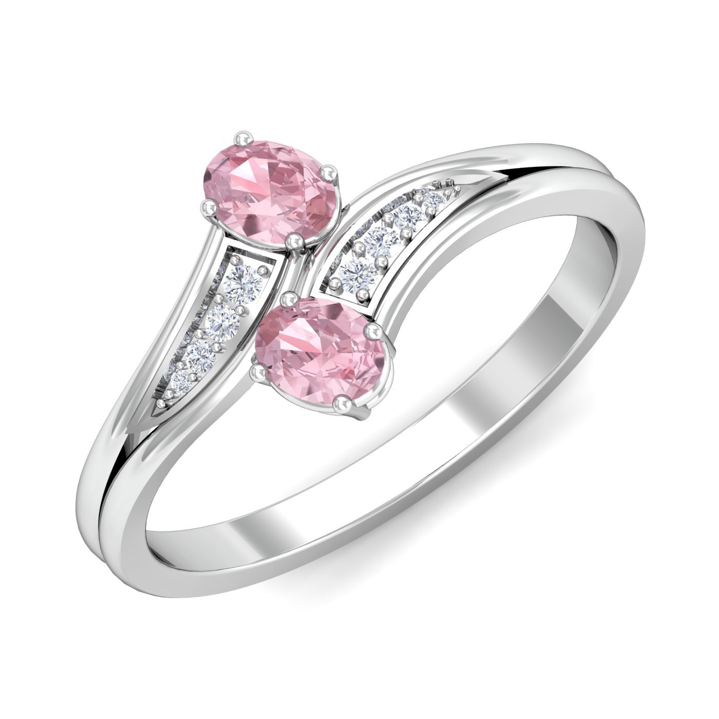 18KT White Gold Pink Rose Ring for Women-image-36