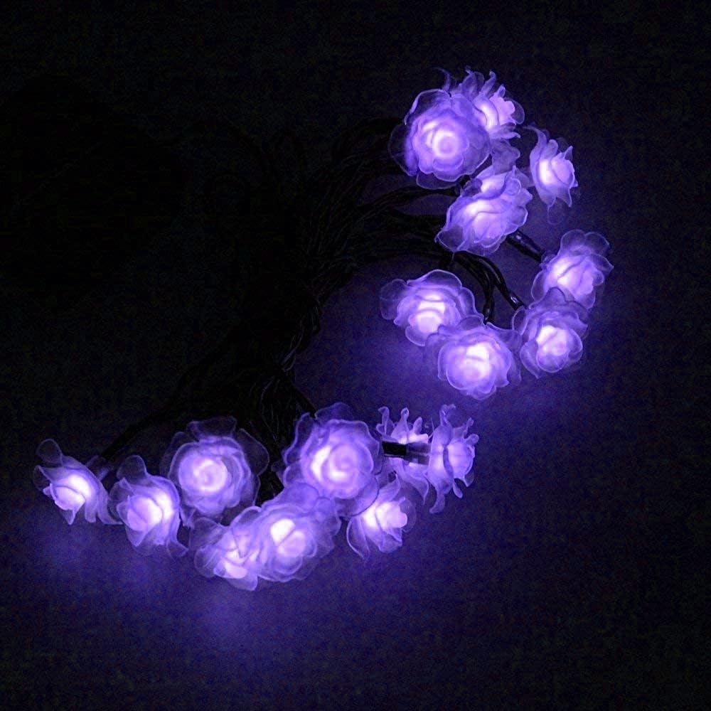 ソーラー屋外ストリングライト, ソーラーフラワーリングライト32m 300LEDソーラーローズの花の仙女の光 ソーラーの弦の花のライ