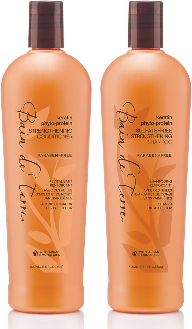 Bain De Terre Keratin Phyto-Protein Strengthening Shampoo and Conditioner (13.5 Ounce)