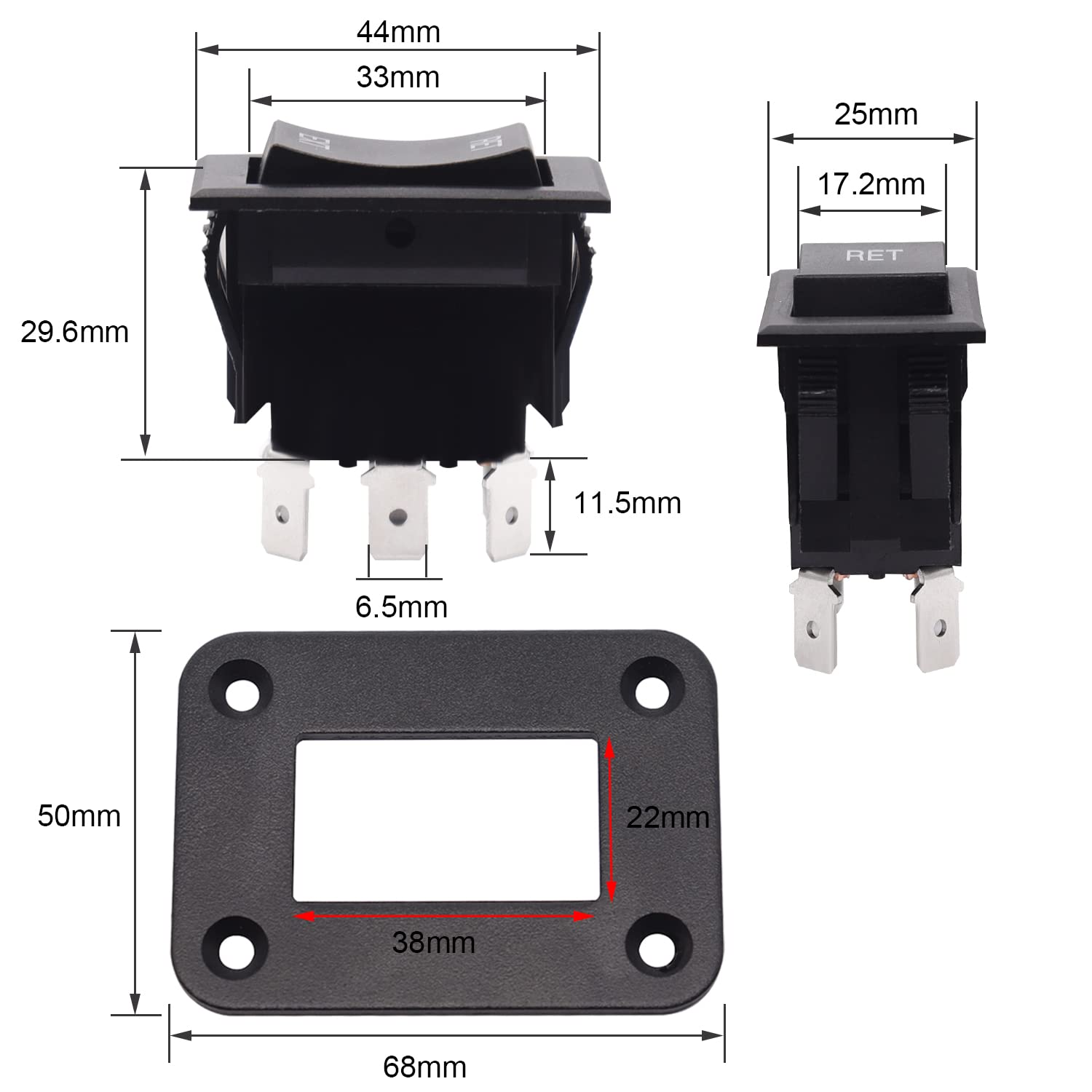 TWTADE Momentary Polarity Reverse Rocker Toggle Switch