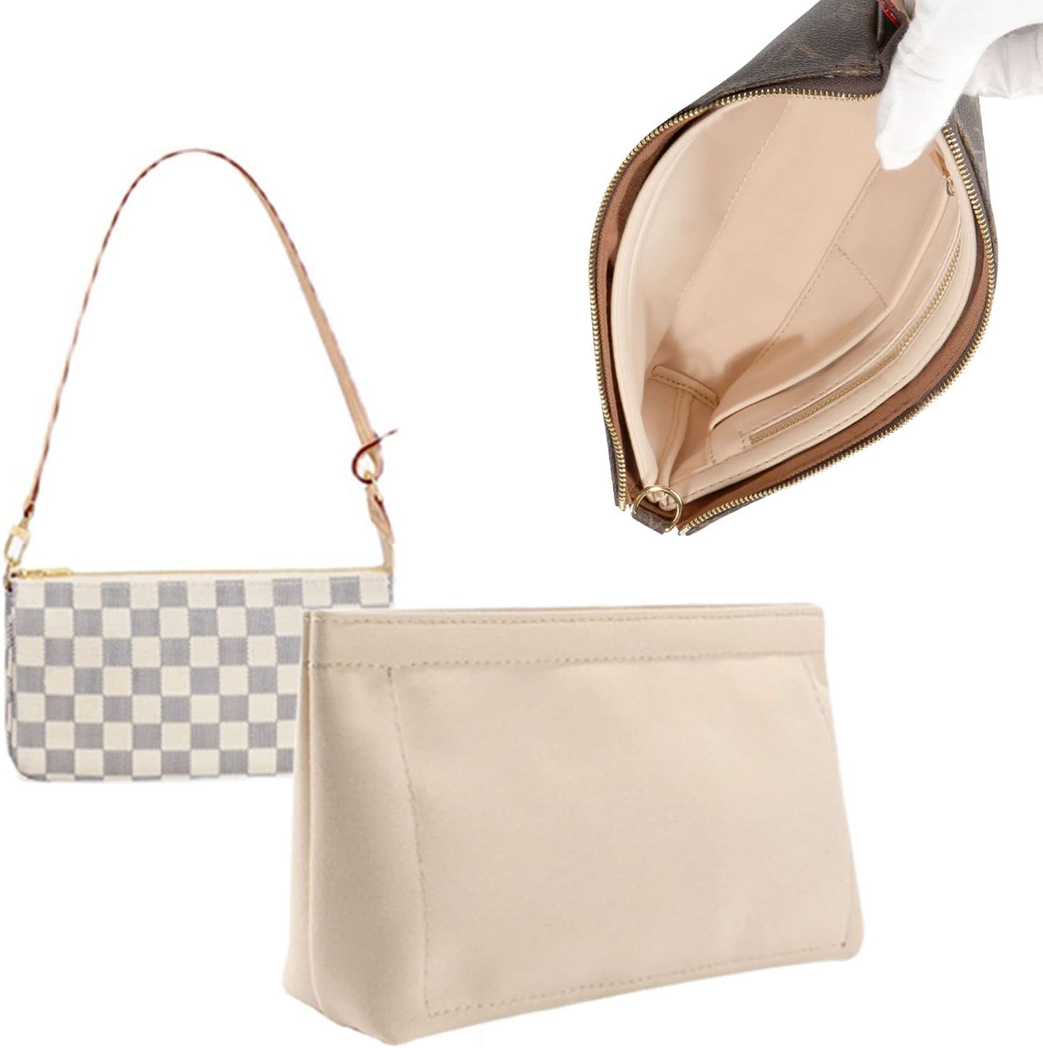 Lckaey Purse Organizer for Large Liner Compatible with Pochette Accessories​Pouch Inside Insert 3039-coffee2P
