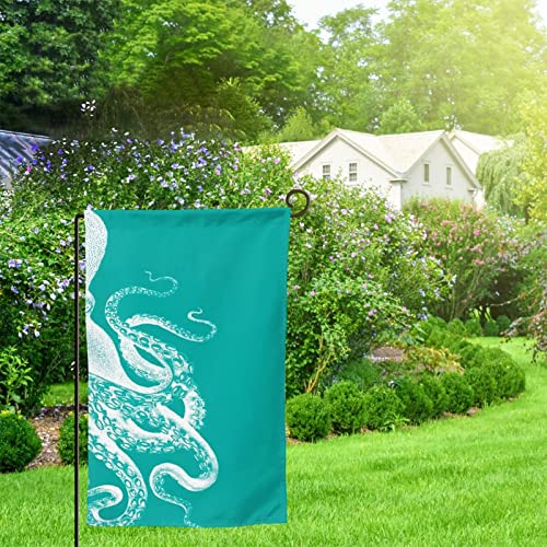 Drapeau de jardin pieuvre verte avec impression double face haute densité - 2