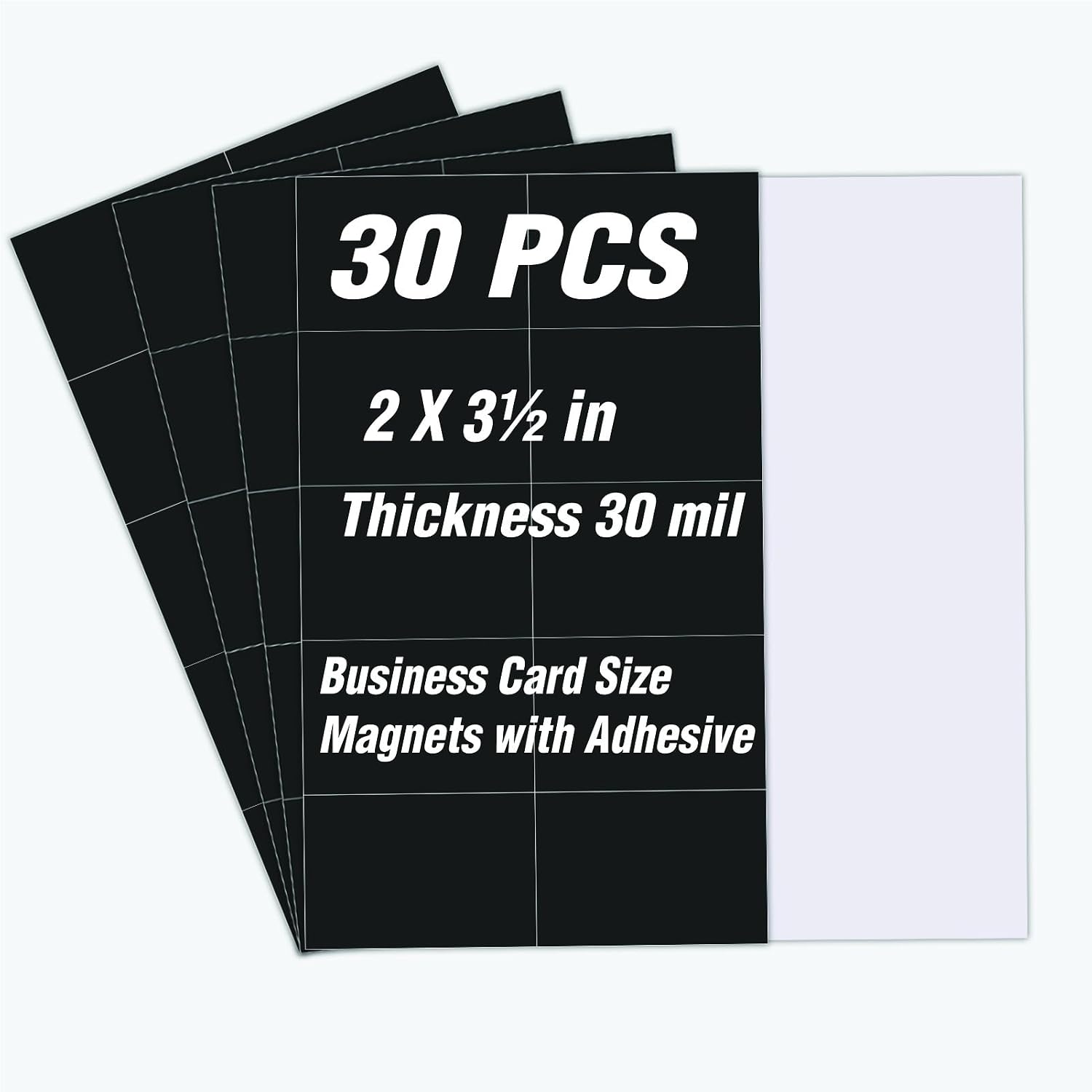 30Mil Thick Bulk Business Card Size Magnetic Sheet with Adhesive 2x3.5 - Die Cut to Name Card Size - Marketing Must Haves,Value Package 100 Pieces