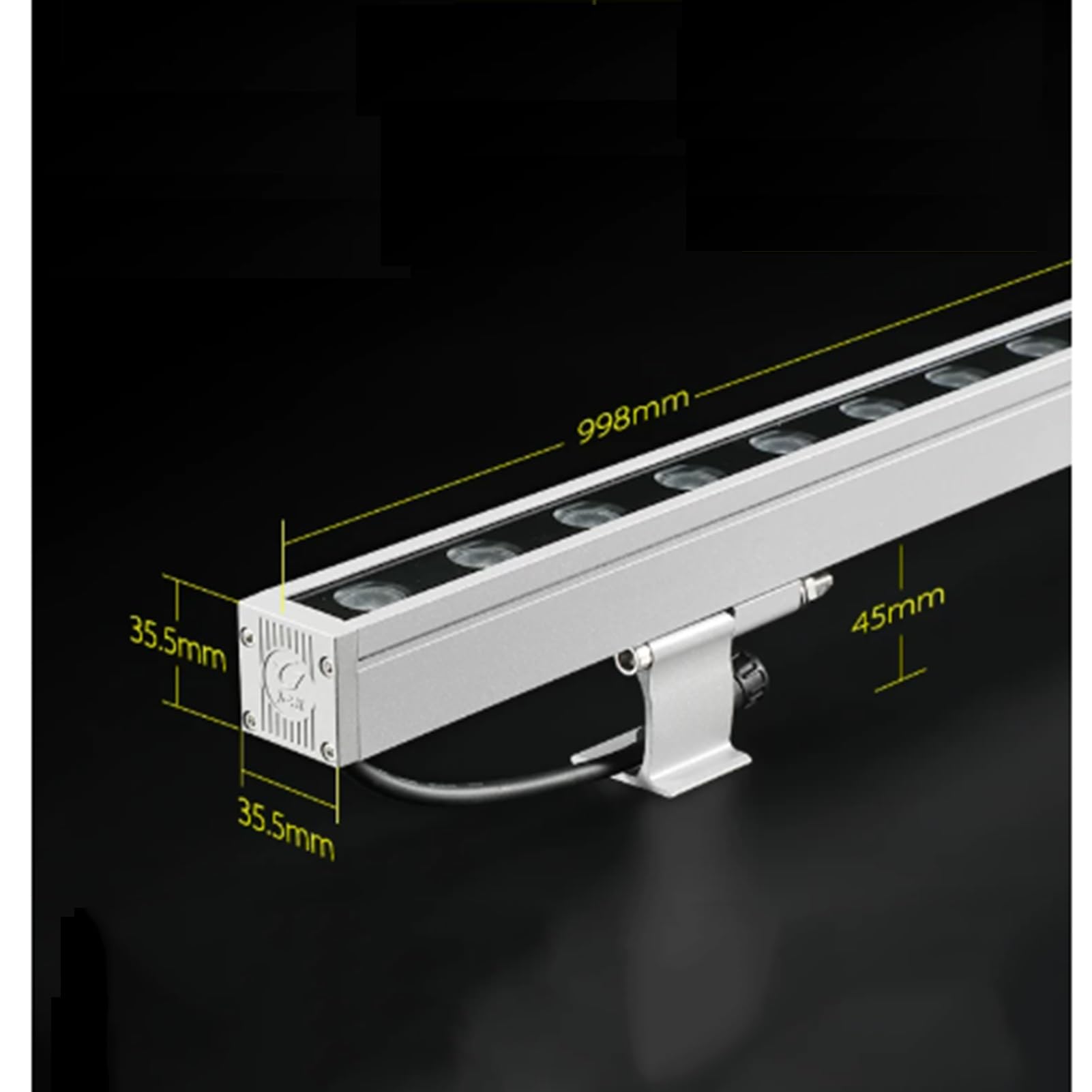 Luces LED Bañadoras De Pared Para Exteriores: Foco LED Rectangular Impermeable IP65, Foco Empotrable En Suelo De 24 V; Ideal Para Iglesias, Publicidad, Patios Y Jardines(Yellow,24W(24V))