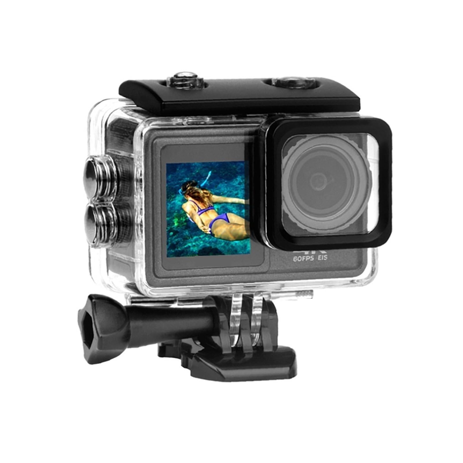 Macchina Fotografica d'azione Videocamera d'azione a Doppio Schermo Video EIS da 48 MP con Obiettivo Filtro Opzionale 1080P Webcam Vlog Sports Cam(Option3,5K Camera ADD 6 Lens)