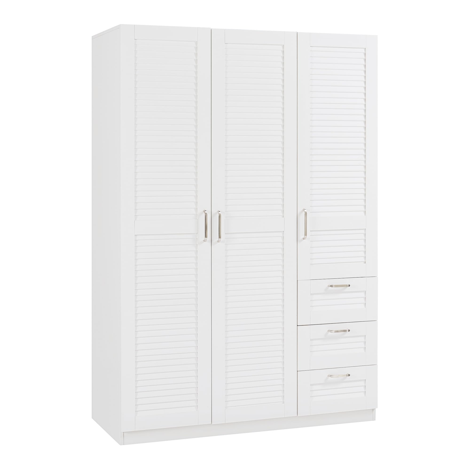 [en.casa] Armadio Guardaroba per Camera da Letto Armadio Chiuso con Ante a Persiana Scomparti Cassettiera Asta Appendiabiti 176 x 120 x 52 cm MDF - Bianco
