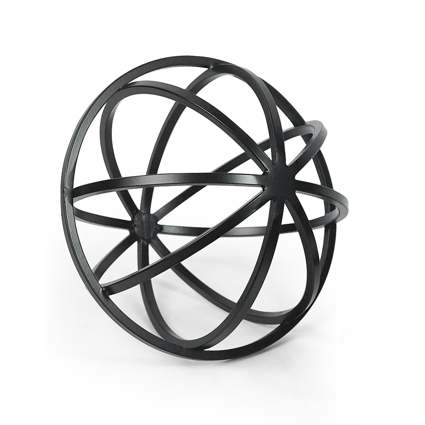 DreamsEden Metal Geometric Sphere Sculpture - 6.3" Modern Black Table Decor for Living Room, Shelf, Desk