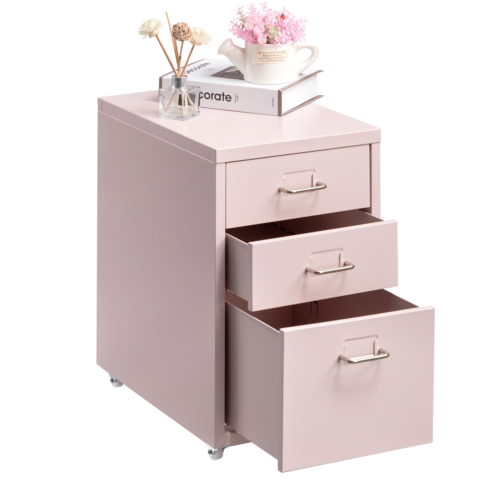 HollyHOME 3-Drawer Mobile File Cabinet Office Filing Cabinets Under Desk โ image 1