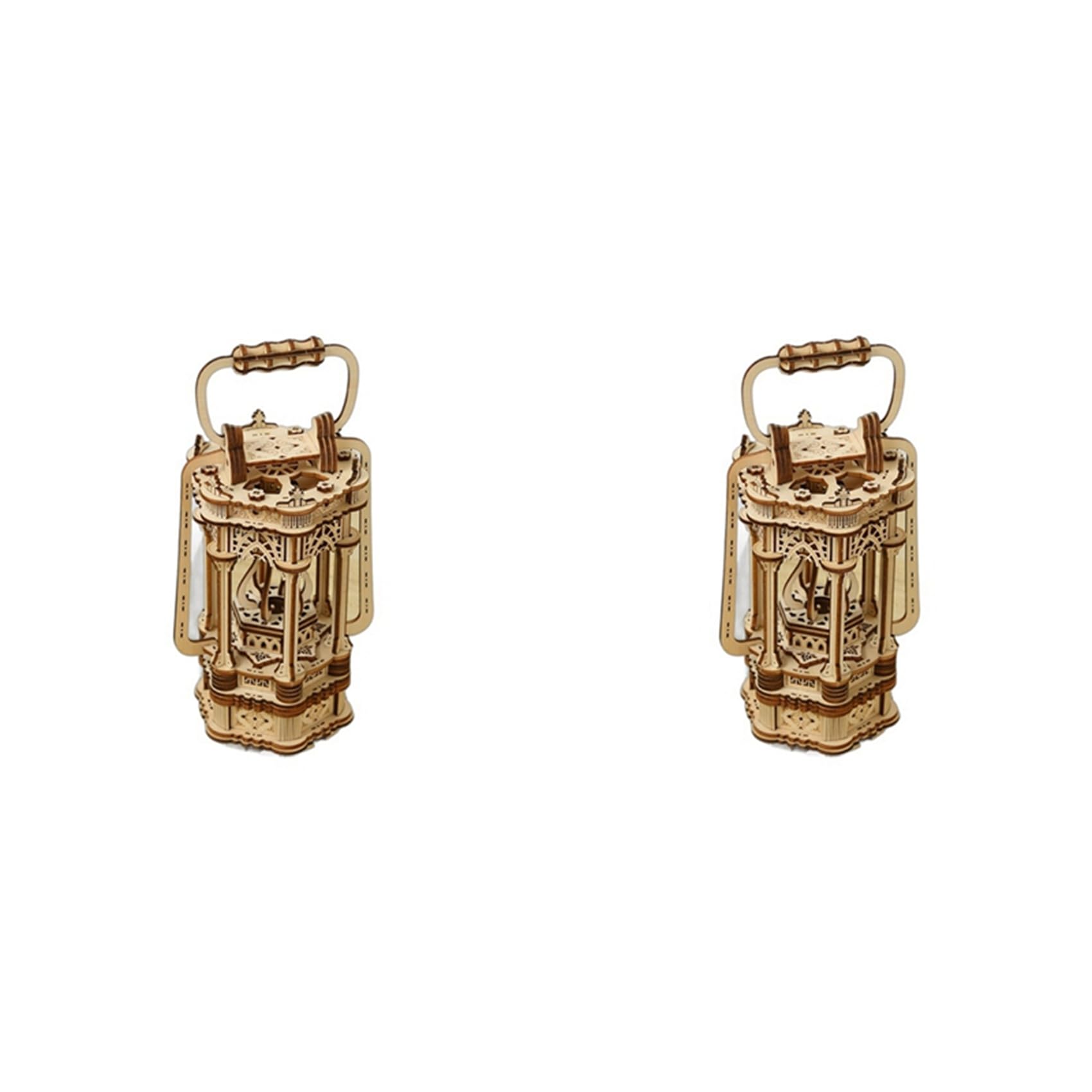 Vjsujehgy 2X 3D Wooden Puzzles for Adults Vintage Lantern Model Kits with Light, 3D Wooden Lantern Model Kits to Build for Home