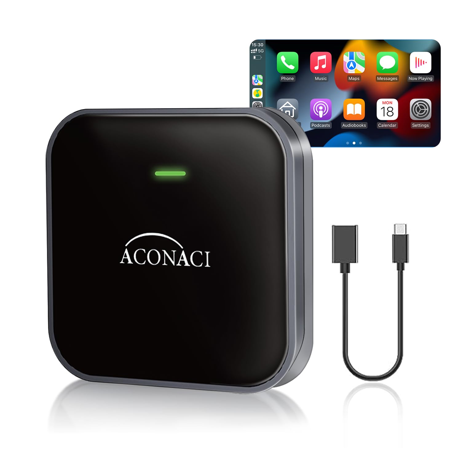 Wireless CarPlay Adapter - 2023 Newest Wireless CarPlay Dongle Convert Wired to Wireless Magic Box Carplay Ai Box for OEM Wired Car Play Cars from 2015 and iPhone iOS 10+, Plug & Play