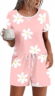 Ekouaer Women Pajama Set Casual Shorts Sets Short Leeve Lounge Set | Soft Sleepwear Top and Shorts for Daily Wear, Home, Party for Mom, Wife