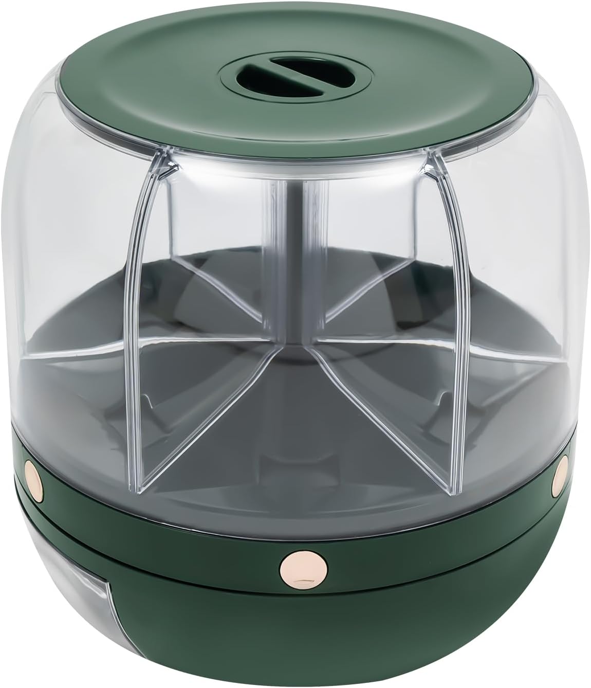 13.2LB Cereal Dispenser Grain Dispenser, 6 Compartment Rice Storage Container, 360° rotating food dispenser One-Click Output rice Storage, Dispenser Container for All Beans, Rice (Light luxury green)