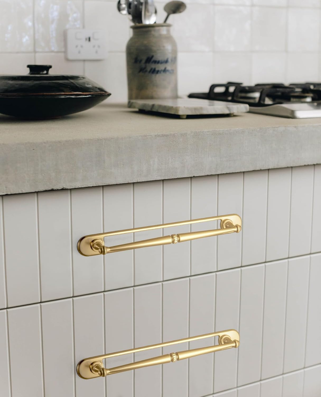 Goo-Ki 2 Pack Champagne Bronze Drawer Pulls with Backplate/Spacer Zinc Alloy Kitchen Hardware - 5.04" (128mm) c-c Bar Cabinet Pulls Drawer Handles with Base Plate