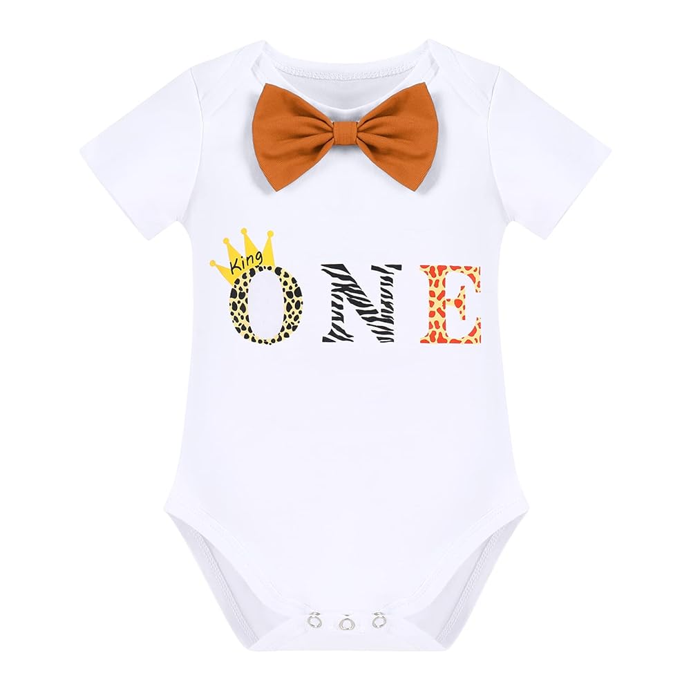 Baby Jungen 1. Geburtstag Outfit 4-teilig - Löwe Kostüm Mit Krone & Hosenträger