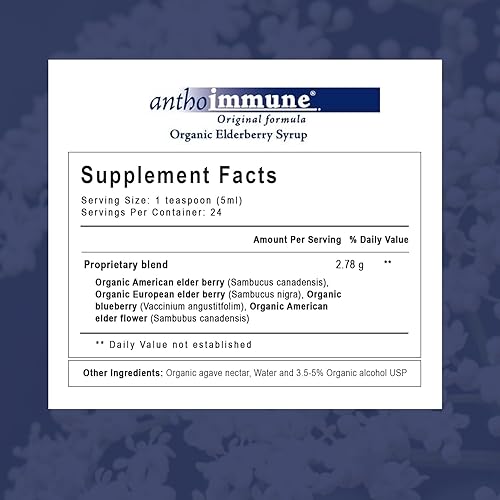 Miniatura 8 de anthoimmune Maine Medicinals - Suplemento orgánico de apoyo inmunológico de jarabe de saúco, certificado por USDA, fórmula de baya de saúco negro