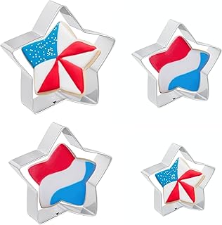 JOB JOL Cookie Cutters 4 PCS, Star Cookie Cutters, 2'' to 3.8'', for 4th of July