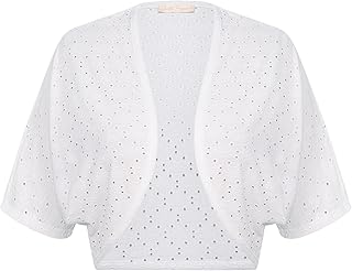 Women's Open Front Bolero Shrug Batwing Short Sleeve Cropped Cardigan Lightweight