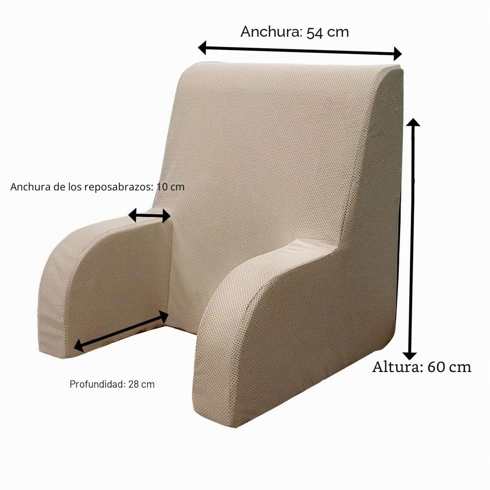 GEEMMA s.r.l. - Sillón Ortopédico Plus para Cama con Tejido Extraíble y Lavable, 54 x 60 cm | Tejido extraíble y lavable. Sillón de cama grande para ancianos o lactancia. Producto fabricado en Italia
