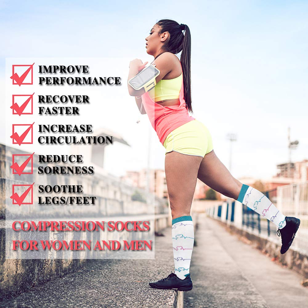 Medias de Compresión Gradual Para Mujer (15-20 mmHg ) Calcetines hasta Rodilla 3 Pares Hombre Medias Deportivas para Ejercicio Correr Enfermeras Médicos Embarazos Viajes Vuelo Aumenta la Resistencia Reduce la Fatiga Muscular