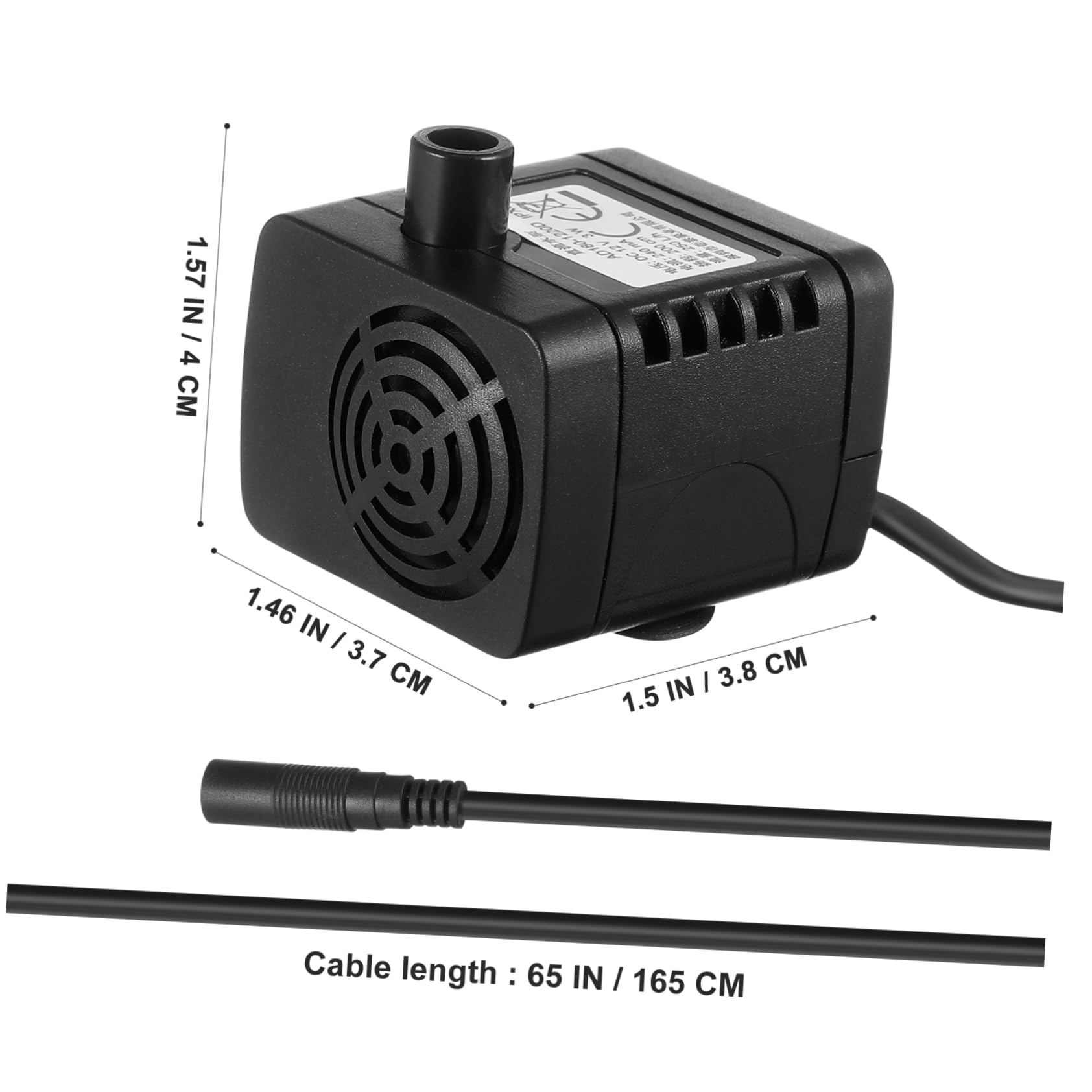 Happyyami Mini Submersible Water Pump H Motor Portable for Aquariums Fountains Hydroponics Low Power Consumption Black