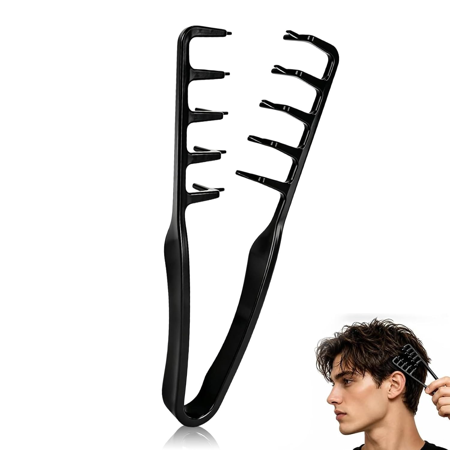 Textur Styling Kamm,Texture Comb für Männer& Frauen,für Die Haarwurzeln mit Ponyansatz Pflegen,Schwarz