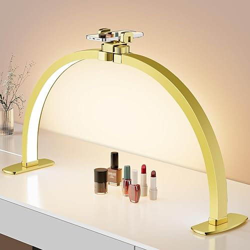 Miniatura 9 de iVict Luz de Media Luna para Mesa de Uñas, Lámpara Técnica de 29 Pulgadas 40W con Soporte para Teléfono, 10 Niveles de Brillo Ajustables, Lámpara de