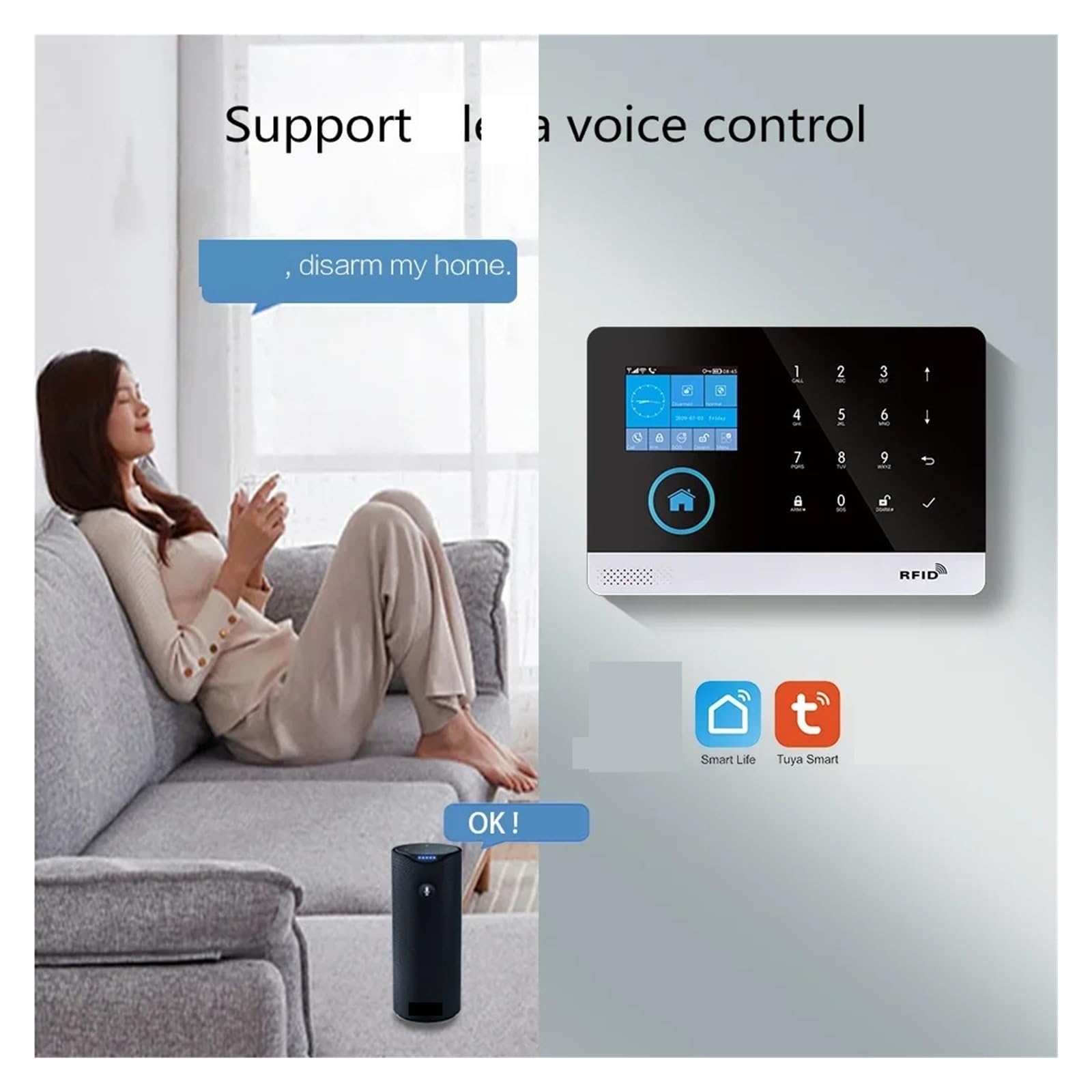Sistema de Alarma Sistema De Alarma WiFi 4G, Control por Aplicación Tuya Smart Life For Alarma DE Seguridad For EL HOGAR, Sensor PIR, Sensor De Puerta, Kit De Casa Inteligente, Panel De Alarma contra