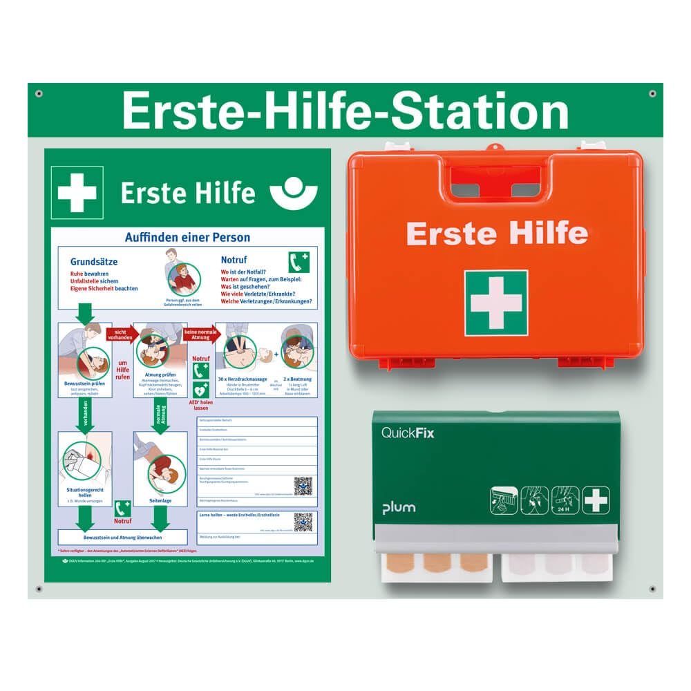 Erste-Hilfe-Station Classic 'Kompakt', nach ASR A4.3/DIN 13157, 58,5 x 47,5 cm, Art.-Nr. 612026 | Pflasterspender | Erste Hilfe Komplettpaket | Verbandkoffer