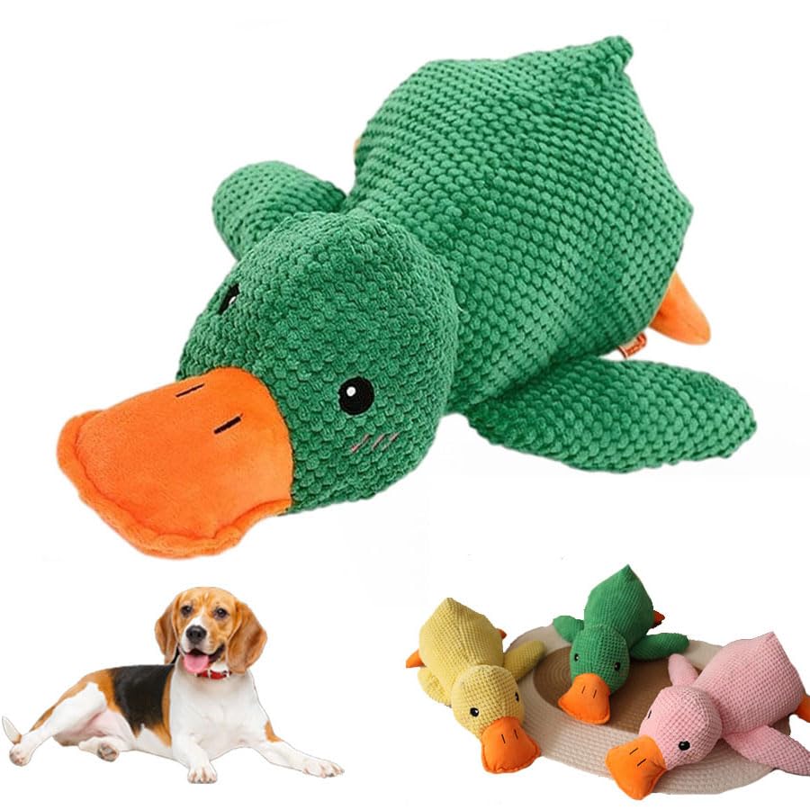 PETUPS Quack-Quack Duck Dog Toy, 2026 The Mellow Calming Duck for Dogs, Durable Chew Squeak Toy for Pets, Yellow Stuffed Ducks, Interactive Plush Dog