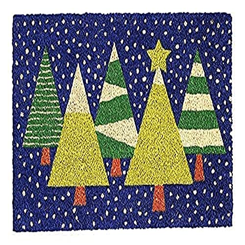 Image of Onlymat Christmas Tree Printed Modern Doormat (Multicolor) Rectangular Shaped Durable Entryway Rug Natural Coir Material with PVC Backing for Indoor and Outdoor use, 40x60 cm