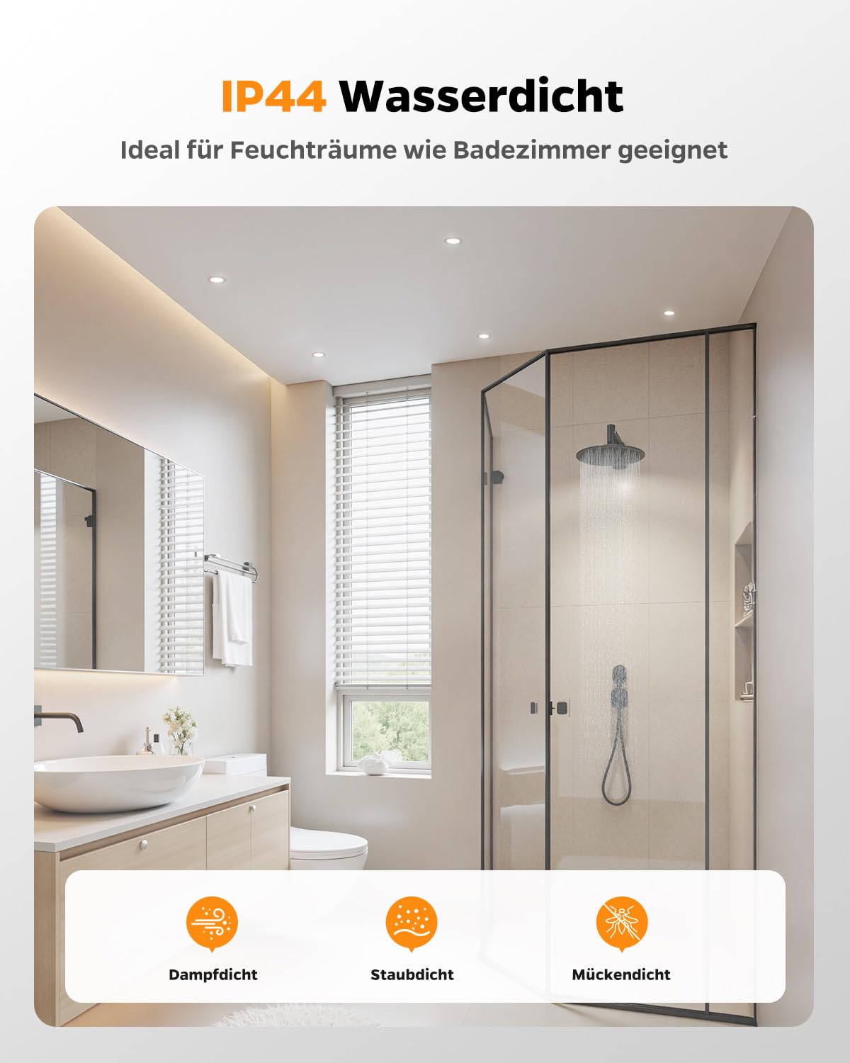 LED Einbaustrahler 230V Dimmbar, 4W LED Spots 68mm 4000K Neutralweiß, 25mm Ultra Flach Deckenspots, IP44 Spots Deckenleuchte Einbauleuchten für Badezimmer Küche Wohnzimmer, 12er Set