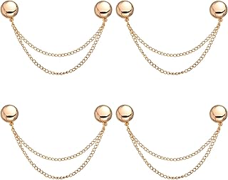 4pcs Magnetic Clothing Clips, Multi-Function Magnetic Button Clips Pinless Magnet Clothing Pins Clothing Accessories for Sleeves Skirts Dresses (Gold)