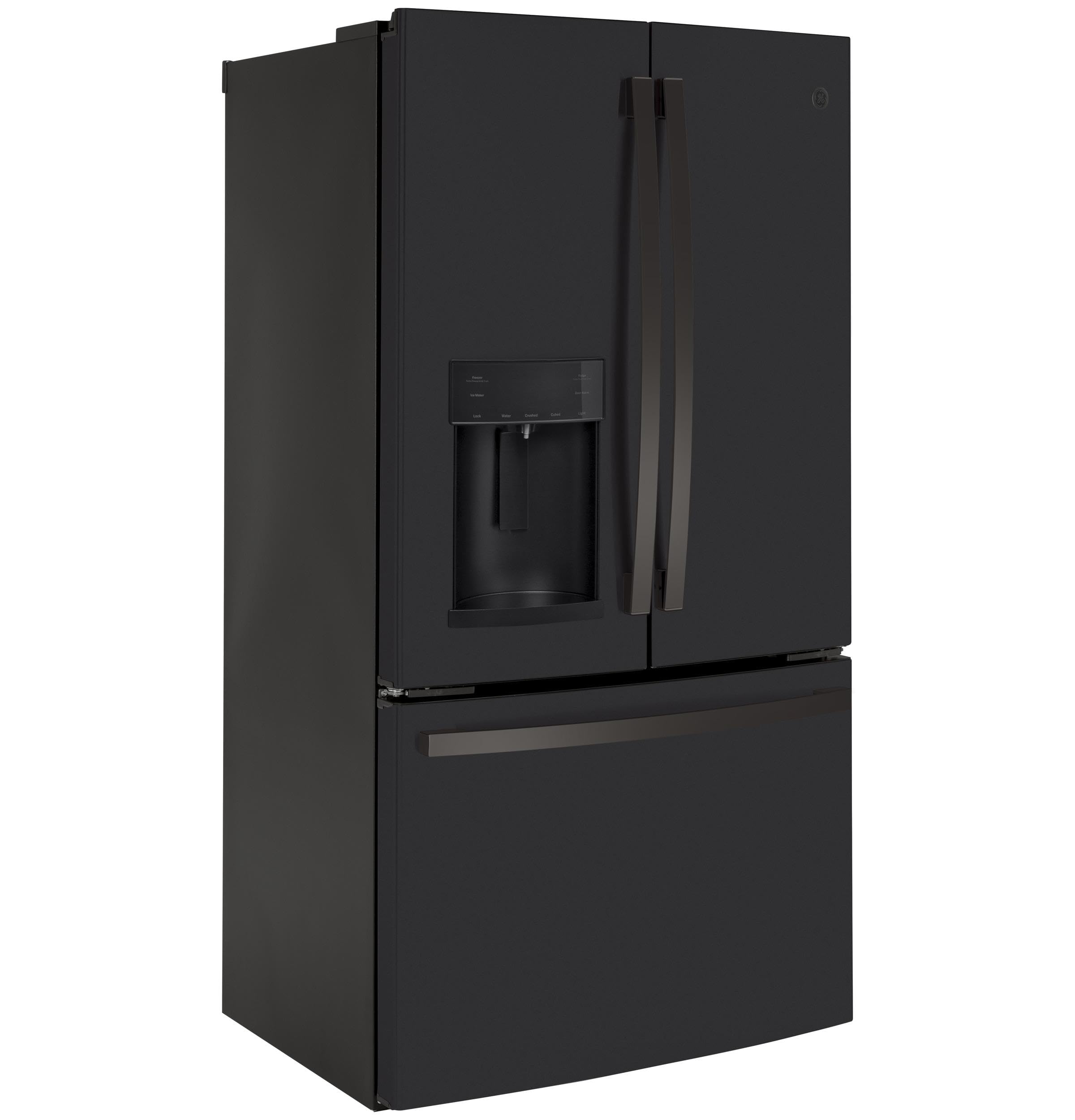 GE 22.1 Cu. Ft. French Door Refrigerator In Black Slate, Fingerprint Resistant, Counter Depth Gye22gends on Fridge.com - View 5