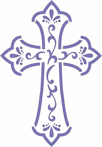 Miniatura 6 de Cross Stencil Decorativo Decorativo Religioso Fe Familia DIY Artesanía Arte Signos 6" Alto Azul translúcido S45AK14C