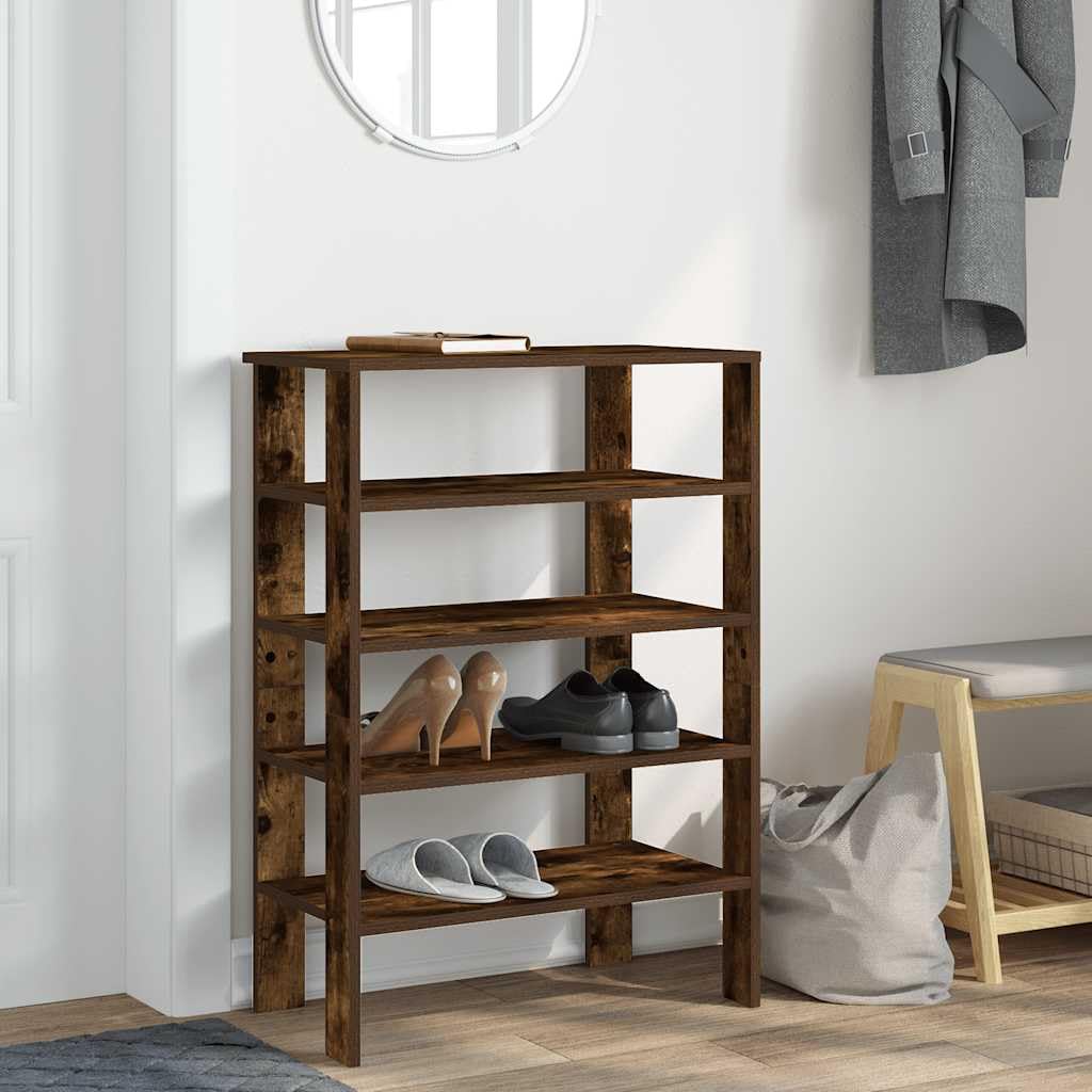 Regał na buty, dąb wędzony, materiał drewnopochodny, 61 x 32 x 87,5 cm, wąska szafka na buty z dużą ilością miejsca do przechowywania, do korytarza, przedpokoju i sypialni, jako praktyczny
