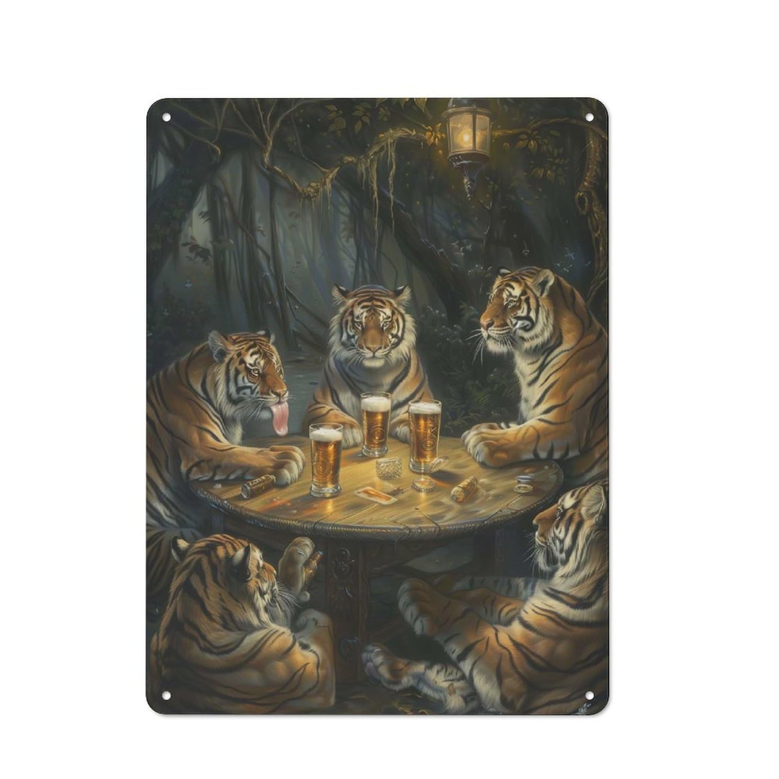 Junmoney Tigers Beer In Tavern Vintage Tin Wall Plaque 40X30cm For Hallway Wall, For Kitchen, Dining Room And Home Bar Wall Decor